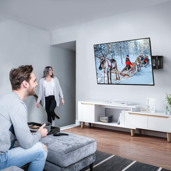 PERLESMITH TV Wall Bracket, Swivel Tilt Wall Mount for 26-70 Inch Flat & Curved TVs up to 45kg, TV Bracket Max. VESA 400x400mm