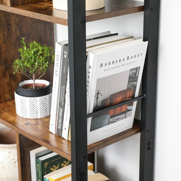 Vasagle Bookshelf, Storage Shelf, Large Bookcase with Doors, 4 Shelves, Stable Steel Structure, Industrial Style