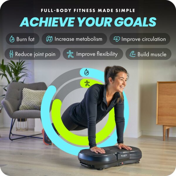 Bluefin Fitness Ultra Slim Vibration Plate | Lose Fat & Tone Up at Home | 5 Programs + 180 Levels | Bluetooth Speakers | Easy Storage | Sleek UK Design
