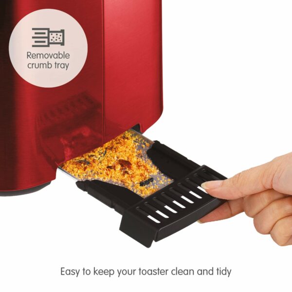 Morphy Richards Equip Red 2 Slice Toaster - Defrost And Reheat Settings - 2 Slot - Stainless Steel - 222066