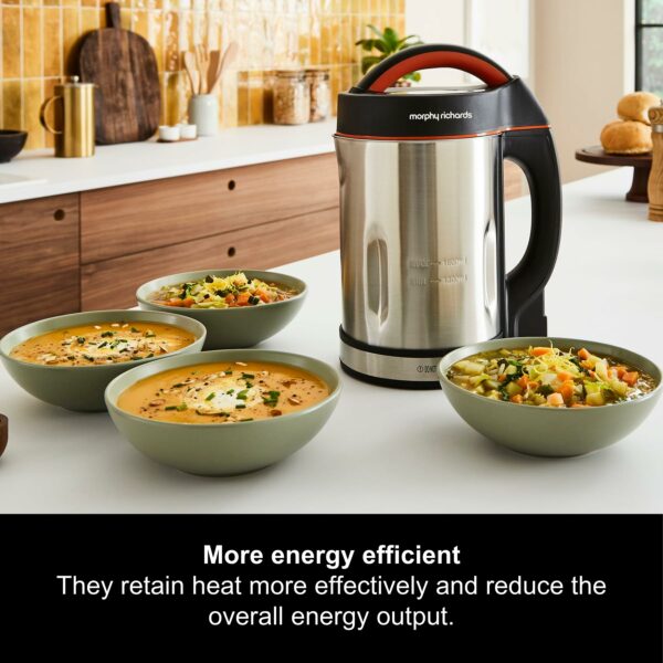 Morphy Richards Classic Soup Maker, 1.6L, Multi-Settings, LED Displayed Panel, Motorised Blade, Stainless Steel, 1000W, 48822