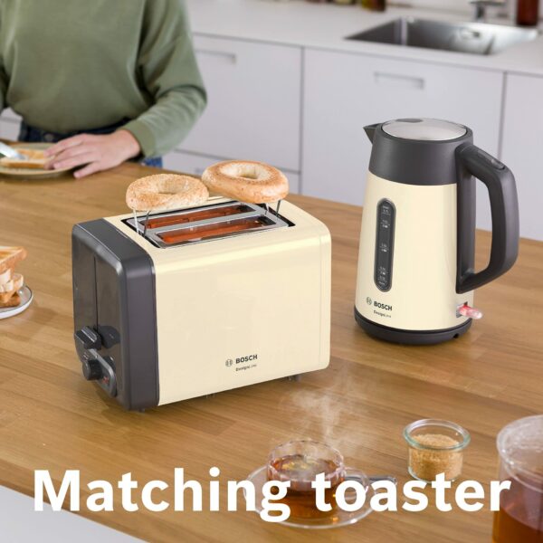 Bosch DesignLine Plus TWK4P437GB Stainless Steel Cordless Kettle,1.7 Litres, 3000 W - Cream