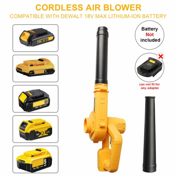 Powarobor Cordless Air Leaf Blower for Dewalt 18V Battery, Electric Jobsite Air Blower Powerful for Garden Lawn Care Leaf Snow Blowing,Car Computer Dust Cleaner (Tool Only,no Battery)