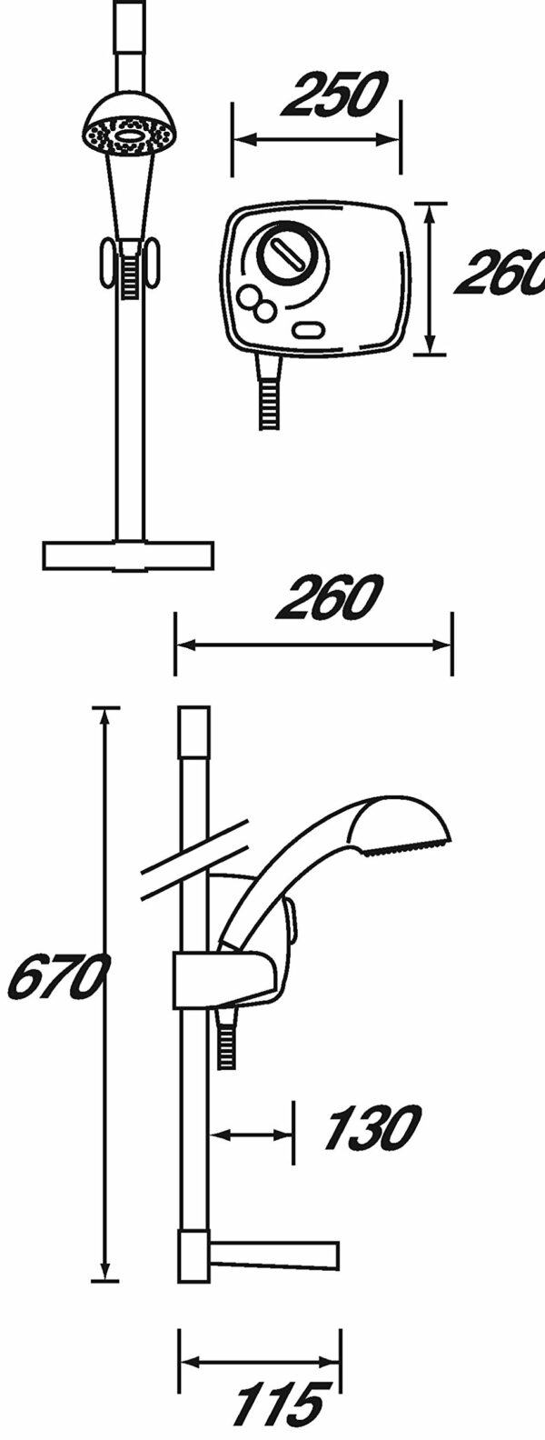 Bristan Hydropower Thermostatic Power Shower HY POWSHX W - White