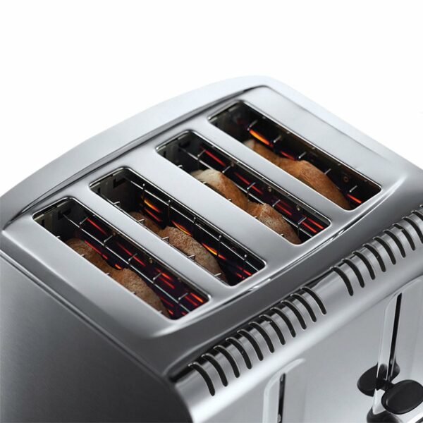 Russell Hobbs 4 Slice Buckingham Toaster with Fast toast technology - (Blue light strip indicates toasting, Independent & Extra wide slots, 2400W, Polished & Brushed Stainless Steel) 20750