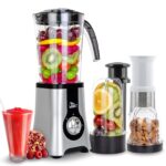 Jug Blenders, Uten Smoothie Blender 1.25L, 5-in-1 Multi-Functional Smoothie Maker and Mixer for Juicers Fruit Vegetable 380W Automatic Blender Ice Crusher with 22,000 RPM/Min