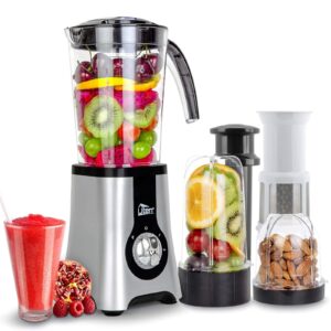 Jug Blenders, Uten Smoothie Blender 1.25L, 5-in-1 Multi-Functional Smoothie Maker and Mixer for Juicers Fruit Vegetable 380W Automatic Blender Ice Crusher with 22,000 RPM/Min