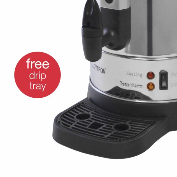 LLOYTRON 10 Litre 1500w Stainless Steel Catering Urn / Water Boiler / Anti-drip Tap / Water Level Indicator / Drip Tray / Auto Re-boil Temperature Control / Locking Lid / E1910 / Stainless Steel