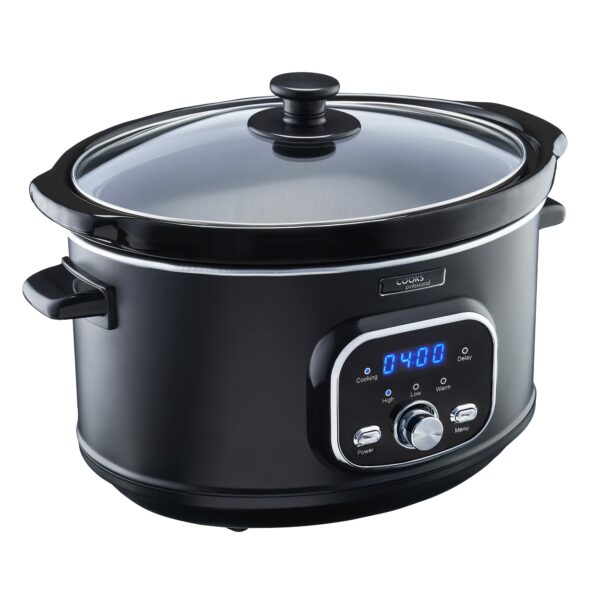 Cooks Professional Digital Slow Cooker | Slow Cookers with Glass Lid & 2 Heat Settings | Including Delay & Keep Warm Function | One Pot Cooker with Timer Delay for Large Family | 3.5 Litres