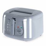 LIVIVO Electric 2.5L Deep Fat Countertop Fryer Non-Stick Coating, Internal Mesh Basket with Safety Handle and Viewing Window Easy Clean (White) (Grey)