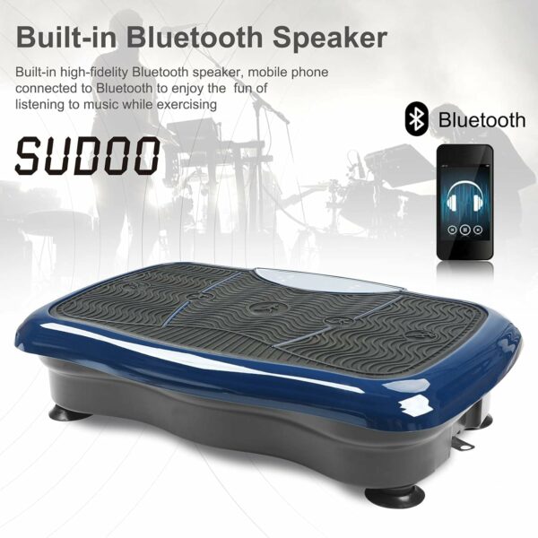 Vibration Plate Exercise Machine Whole Body Workout Vibration Platform w/Bluetooth Speaker Remote Control Vibration Machine 5 Programs 180 Levels Loop Bands for Auult Home Fitness Weight Loss (Blue)