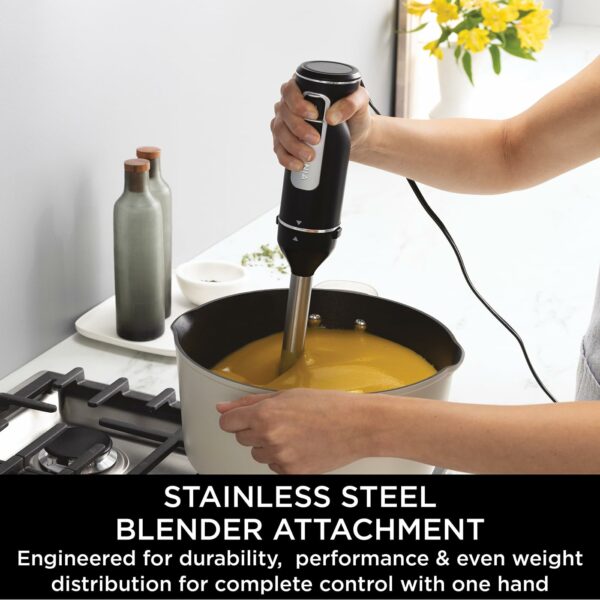 Ninja Foodi 3-in-1 Hand Blender, Hand Mixer & Chopper, Food Processor with 3 Attachments, 850W Powerbase, Immersion Blender, 5 Mixing Speeds, 2 Blending Speeds, 1.5m Cord, Black CI100UK