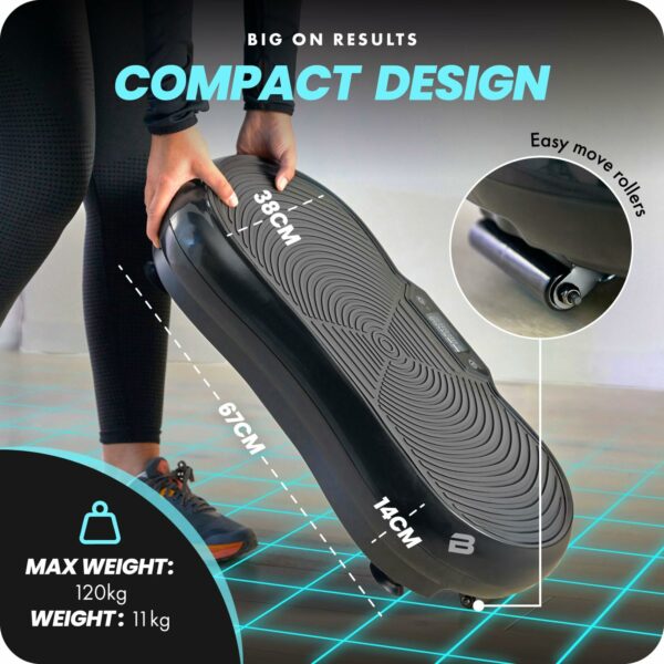 Bluefin Fitness Ultra Slim Vibration Plate | Lose Fat & Tone Up at Home | 5 Programs + 180 Levels | Bluetooth Speakers | Easy Storage | Sleek UK Design