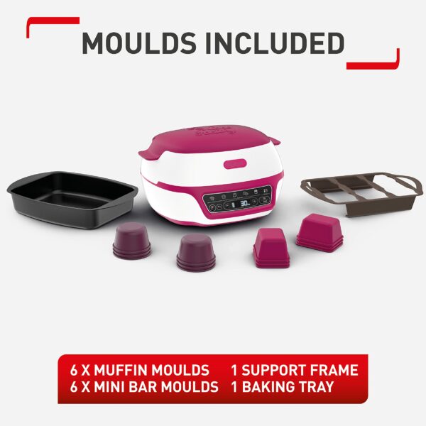 Tefal Cake Factory Délices KD810140 Precision Dessert Maker, 1100W, White & Pink Delices, Metal, 1100 W