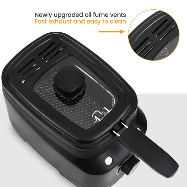 Mini Deep Fat Fryer Deep Fryer, 1.5L Deep Fat Fryers for Home Use Easy Clean, Chip Fryer with Adjustable Temperature Control, Stainless Steel Basket
