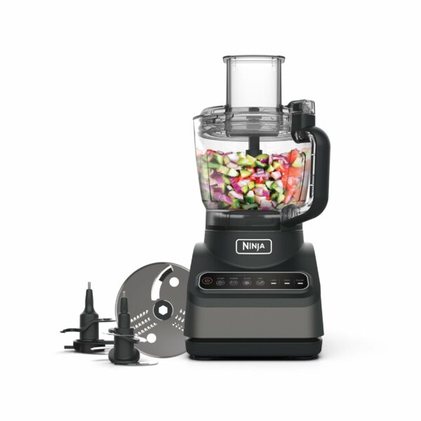Ninja Food Processor with 4 Automatic Programs; Chop, Puree, Slice, Mix, and 3 Manual Speeds, 2.1L Bowl, Chopping, Slicing & Dough Blades, 850W, Dishwasher Safe Parts, Black BN650UK