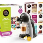 NESCAFÉ Dolce Gusto EDG155.BG Mini-Me Automatic Coffee Machine Black & Arctic Grey by De’Longhi - Starter Kit