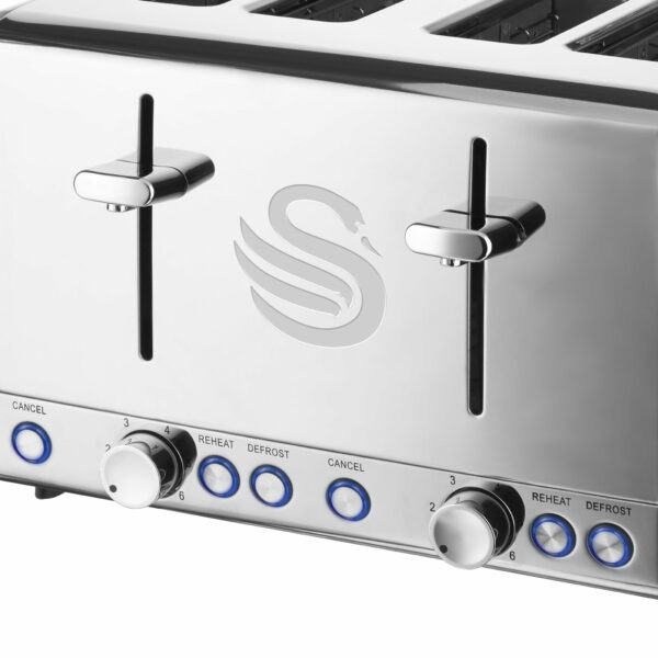 Swan ST14064N 4 Slice Toaster, Polished Stainless Steel, 1850W