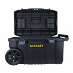 Stanley Rolling Toolbox Chest with Heavy Duty Metal Latch, 2 Lid Organisers for Small Parts, Portable Tote Tray for Tools, STST1-80150