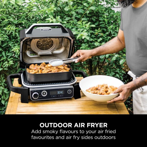 Ninja Woodfire Electric BBQ Grill Smoker, 7-in-1 Outdoor Grill Air Fryer, Roast, Bake, Dehydrate, Uses Woodfire Pellets, Weather Resistant
