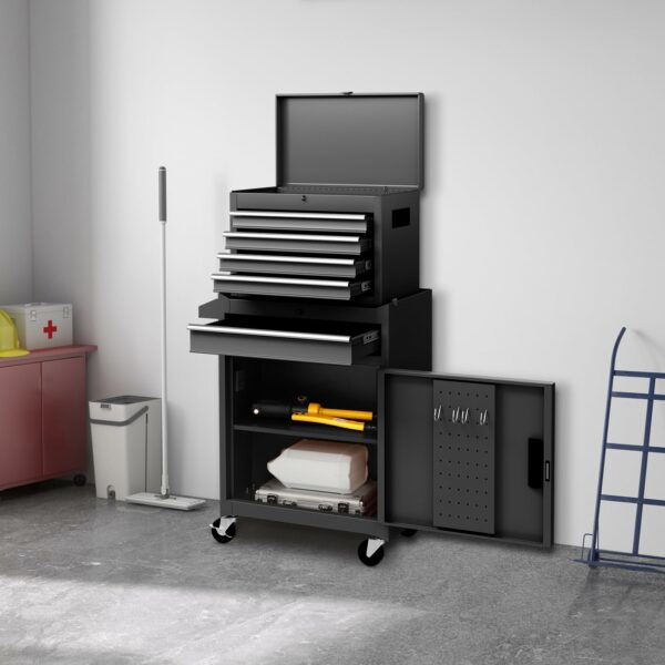 Costway Large Rolling Tool Cabinet, 2-in-1 Detachable Metal Tool Chest with Drawers