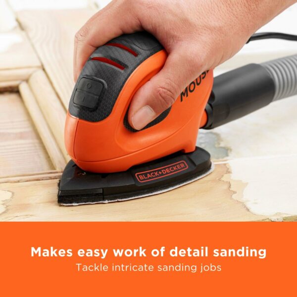 BLACK+DECKER Mouse 55W Detail Sander with 6 Sanding Sheets, BEW230-GB