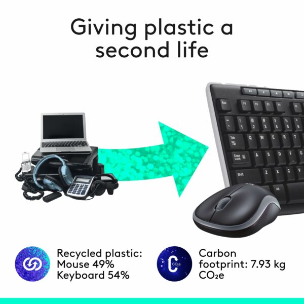 Logitech MK270 Wireless Keyboard and Mouse Combo for Windows, 2.4 GHz Wireless, Compact Mouse, 8 Multimedia and Shortcut Keys, 2-Year Battery Life, for PC, Laptop, QWERTY UK English Layout - Black