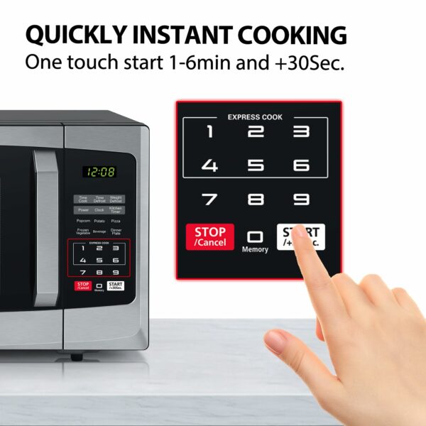 Toshiba 800w 23L Microwave Oven with Digital Display, Auto Defrost, One-Touch Express Cook, 6 Pre-Programmed Auto Cook Settings, and Easy Clean - Stainless Steel Door Handle Microwave - ML-EM23P(SS)