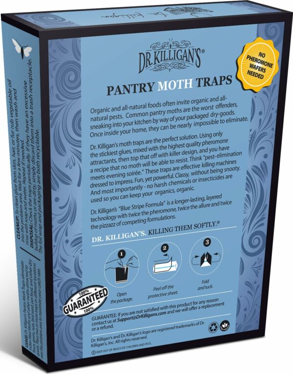 Dr. Killigan's Premium Pantry Moth Traps with Pheromones Prime | Safe, Non-Toxic with No Insecticides | Sticky Glue Trap for Food and Cupboard Moths in Your Kitchen | Organic (6, Blue)