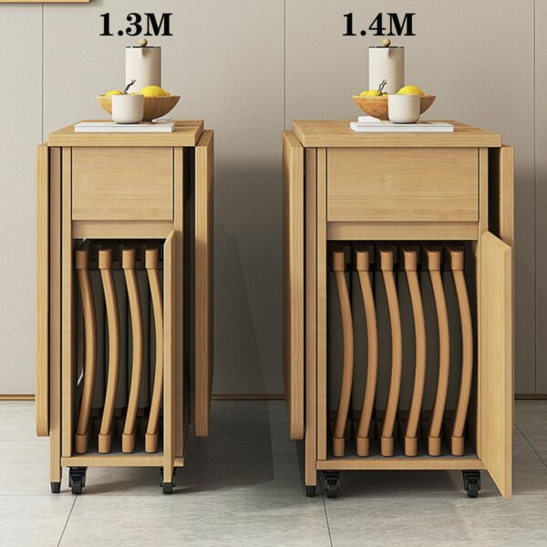 Folding Wooden Dining Table Set with 6 Chairs, Space-Saving Foldable Kitchen Table and Chair Set, Durable Wood for Dining Room or Kitchen,1.4m