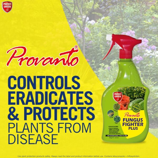 Provanto - Fungus Fighter Plus - Eradicates, Controls & Protects for Up To 3 Weeks - Garden Care, Plant Protection, Ready to Use Fungicide, Use Indoor & Outdoor on Flowers, Fruit & Veg, Shrubs - 1L