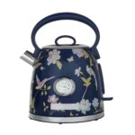 Laura Ashley Elveden Navy Cordless Electric Kettle By VQ, Stainless Steel Kettle With Capacity of 1.7 Litre, Energy Efficient 3KW Fast Boiling Technology With Boil Dry Protection & Temperature Gauge