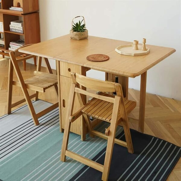 Folding Dining Table with 4 Chairs, Drop Leaf Table for Small Space, Folding Kitchen Table, Space Saving Dining Room Table