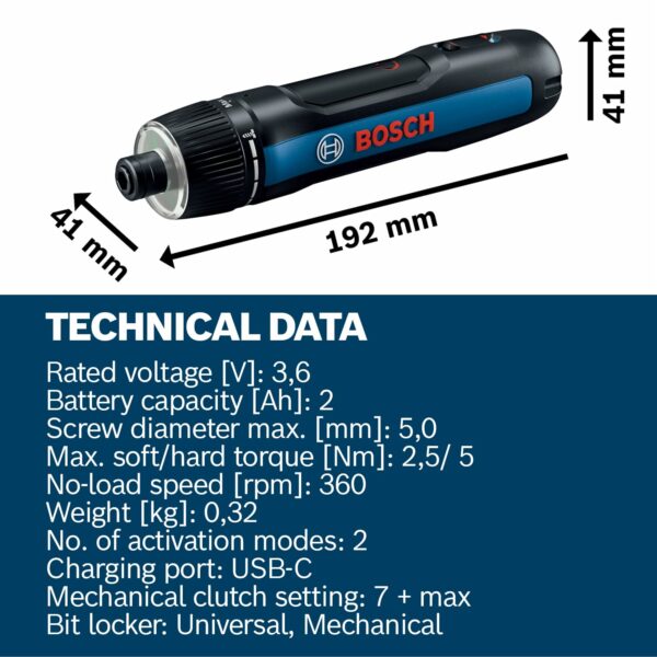 Bosch Professional Cordless Screw Driver Bosch GO 3 (incl. 8pcs bit Set, bit Holder, USB-C Cable, Mini Case)