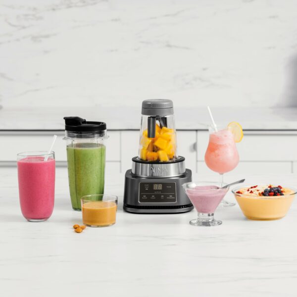 Ninja Foodi Power Nutri Blender 2-in-1, Blend Smoothie Bowls, Thick Spreads & Frozen Drinks, Automatic Programs, 700ml Cup & 400ml Bowl with with Power Paddle, 1100W, Silver CB100UK