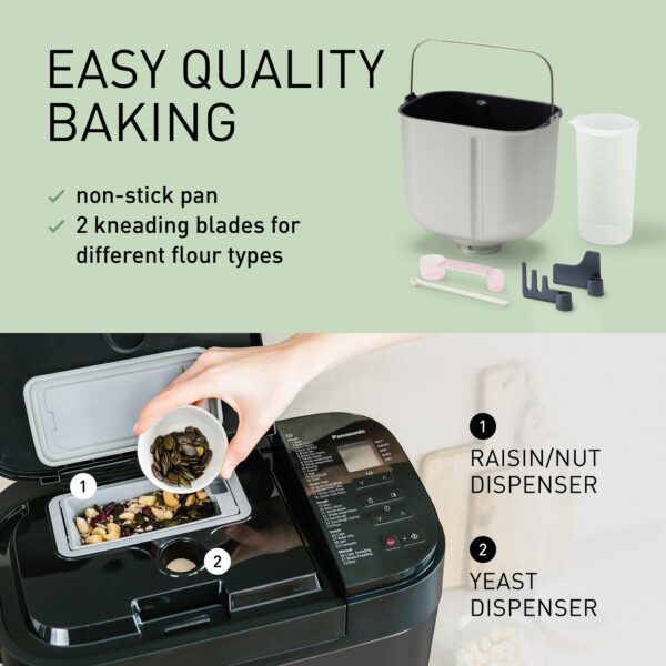 Panasonic YR2540 Fully Automatic Breadmaker, with yeast & nut dispensers, Manual Settings for Bread & Rising, Dual Temperature Sensors, 13 Hours Digital Timer, Gunmetal