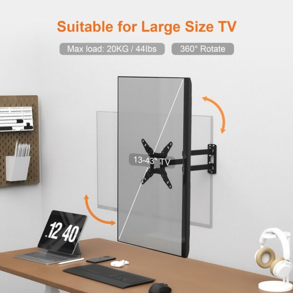 GRIFEMA GB1008-2 TV Wall Bracket for 13-43 inch TVs, TV Wall Mount for Flat & Curved TV, VESA 75x75MM to 200X200mm, up to 20KG, Tilt (+ 8°，-12°)