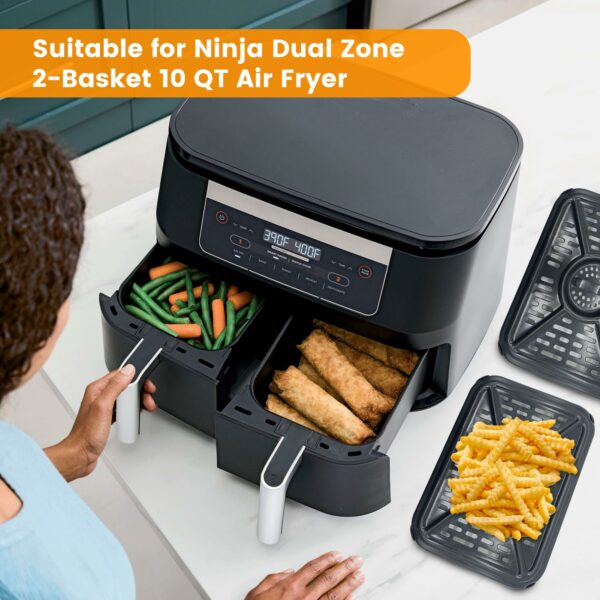 GWYXC Air Fryer Grill Pan for Ninja Foodi AF400UK 9.5L 6 in 1 AF500UK 10.4L 7 in 1 DualZone 2 Drawers Air Fryer, Replacement Air Fryer Crisper Plate Grill Plate Tray Accessories, Dishwasher Safe