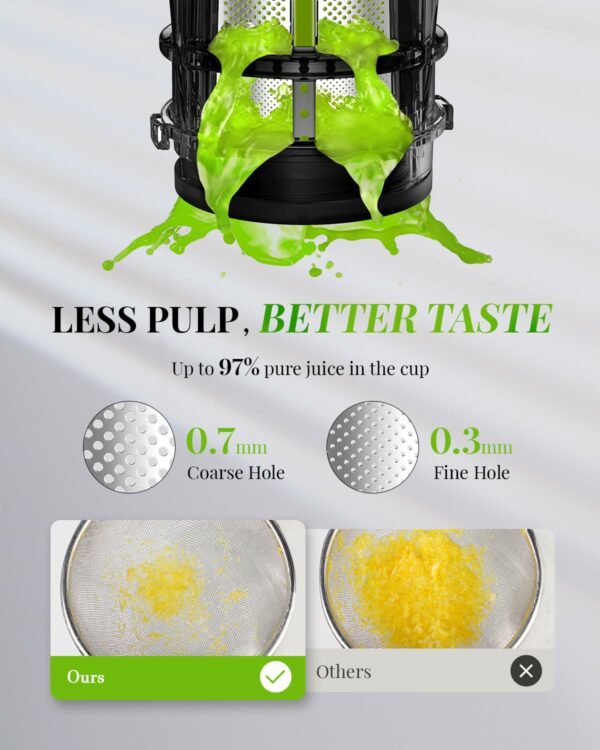 KIDISLE Compact Juicer Machines Powerful Cold Press Juicer Easy to Clean Slow Juicer High Yield Juice Extractor Low Noise Masticating Juicer for Fruits and Vegetables Reverse Function 600ml Cup Brush