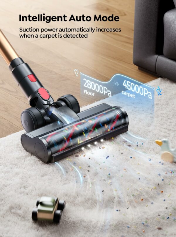 Smoture Cordless Vacuum Cleaner, 550W 45KPA Stick Vacuum with Touch Screen, Up to 60 Mins Runtime, Self-Standing Vacuum