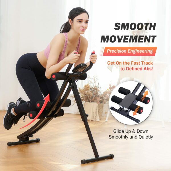 ZELUS Ab Machine for Home Gym, Core Strength Training Equipment for Home Fitness, Ab Crunch Coaster with 4 Intensities and Digital Display, Foldable Core Trainer for Abdominal Workout