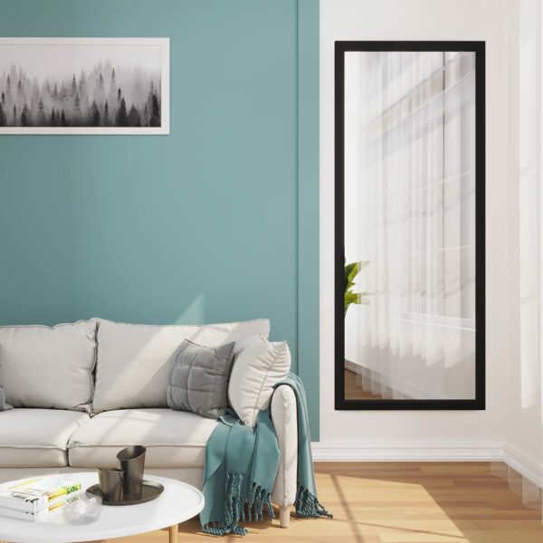 Dripex Over Door Mirror Full Length, 110 x 45cm Wall Mounted Mirror Door Hung Mirror for Bathroom/Bedroom/Wardrobe - Toughened Glass, Black