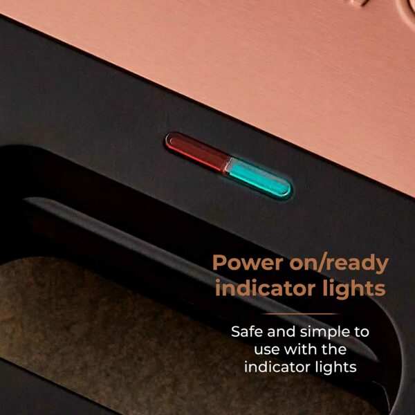 Tower T27036RG Cavaletto Sandwich Maker with Deep Fill Ridge Plates, 900W Black and Rose Gold
