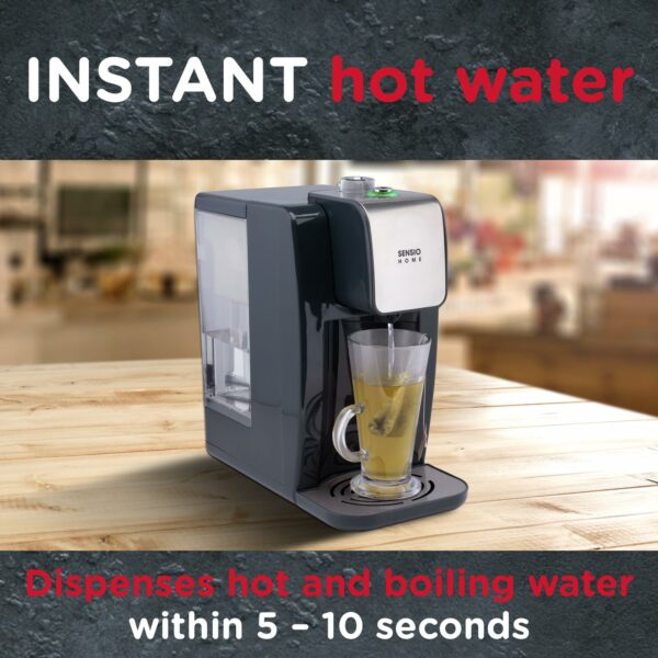 Sensio Home Instant Hot & Ambient Water Dispenser - Integrated Water Filter - Variable Temperature Control - 2.2L - Energy Efficient - 5 Second Boil - Removes Impurities – Grey