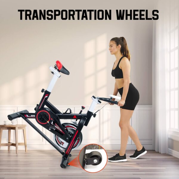 Exercise Bike, EVOLAND Indoor Cycling Bike, Stationary Bicycle Exercise Bikes with LCD Monitor| Adjustable Seat| Kettle Holder, Fitness Cycling Exercise Equipment For Home Use, Max Load 260LBs