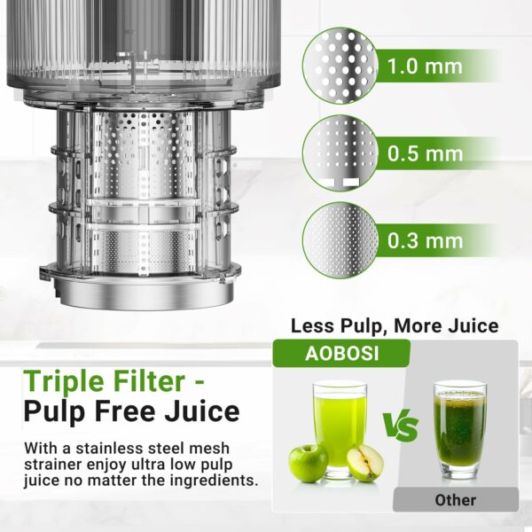 Juicer Machines, 126MM Large Feed Chute for Whole Fruits and Vegetables - 1.5L Capacity 200W Cold Press Juicer
