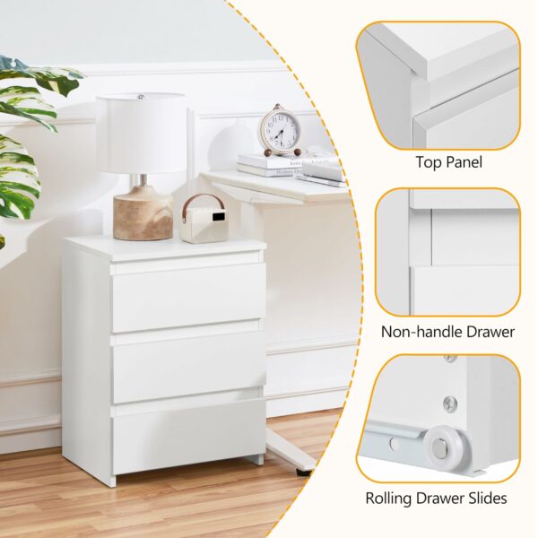 Yaheetech White Bedside/Side/End Tables with 3 Drawers Vertical Storage for Living Room Bedroom Nightstand Table 35 x 45 x 60.5 cm
