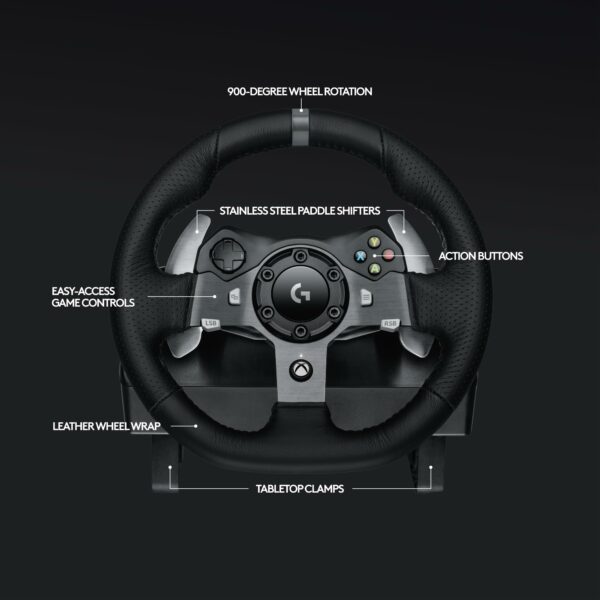 Logitech G G920 Driving Force Racing Wheel and Floor Pedals, Real Force Feedback, Stainless Steel Paddle Shifters, Leather Steering Wheel Cover for Xbox Series X|S, Xbox One, PC, Mac - Black