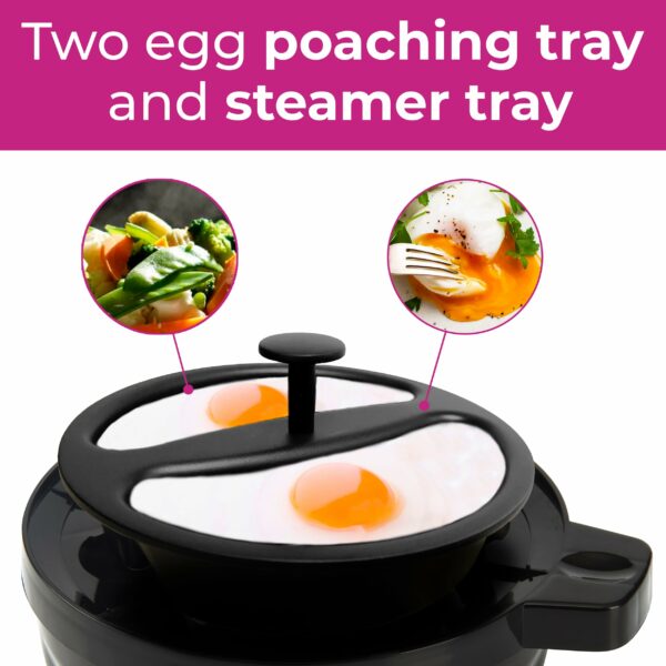 Neo 3 in 1 Durable Kitchen Electric Egg Cooker, Boiler, Poacher Poached Boiled & Omelette Maker Machine Steamer with Timer (Black and Silver)