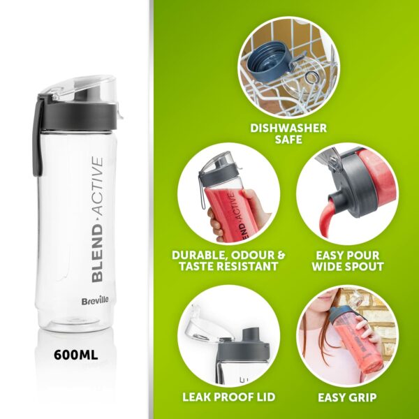 Breville Blend Active Personal Blender & Smoothie Maker | 350W | 1 Portable Blend Active Bottle (600ml) | Leak Proof Lid | Black & Gold [VBL251]